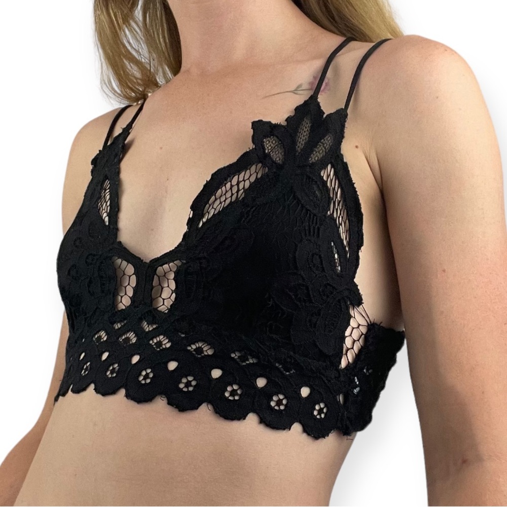 Beautiful Black Lace Strappy Bralette Top